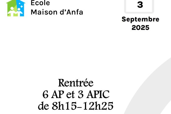 Rentrée 3 septembre 2025