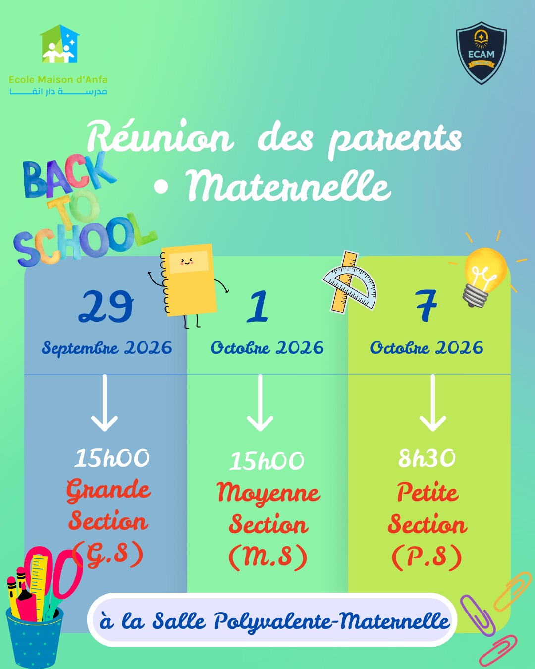 Réunion des Parents - Maternelle